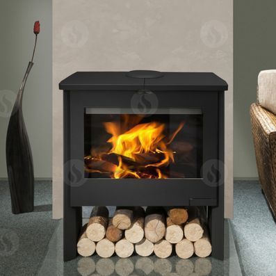 Stufa a legna - RIANO - ROMOTOP - contemporanea / in ceramica / in pietra naturale