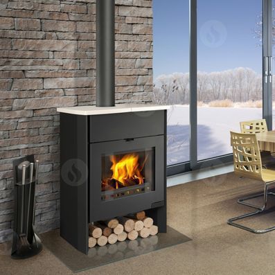 Stufa a legna - RIANO W - ROMOTOP - contemporanea / in pietra / in ceramica