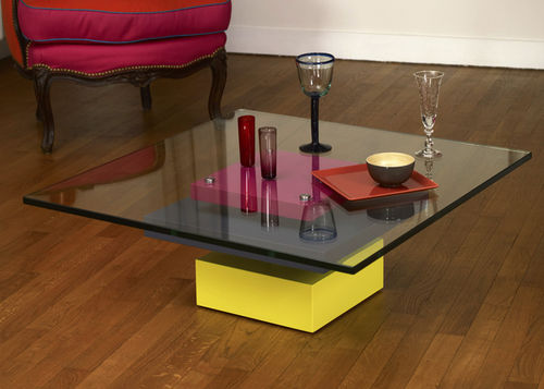 Tavolino basso contemporaneo - PIED-G - Les Pieds sur la Table ® - in vetro / quadrato / su misura