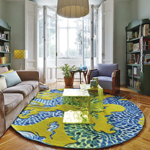 Tappeto contemporaneo - BLUE CHINA - GAN RUGS - a motivi / in lana / in cotone