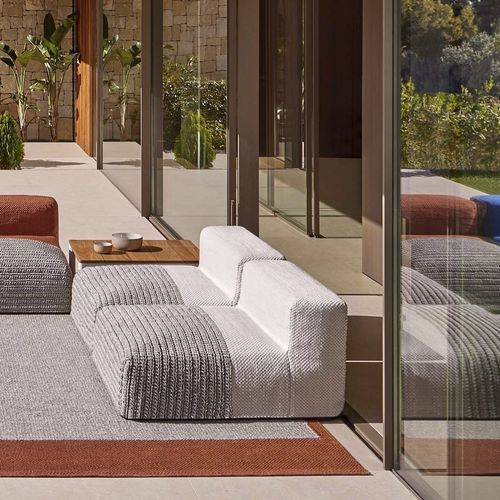 Chauffeuse contemporanea - Mangas Outdoor - GAN RUGS - grigia / blu / bianca