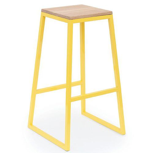 Sgabello da bar contemporaneo - DOLLY - THELERMONT HUPTON - in rovere / con supporto in acciaio verniciato a polvere / a slitta