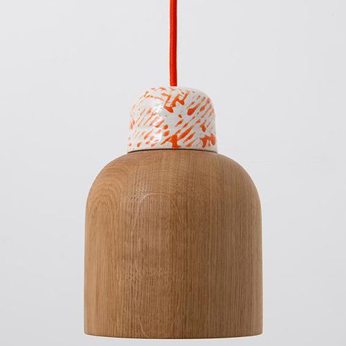 Lampada a sospensione - CB4 - THELERMONT HUPTON - in raso / in rovere / in porcellana