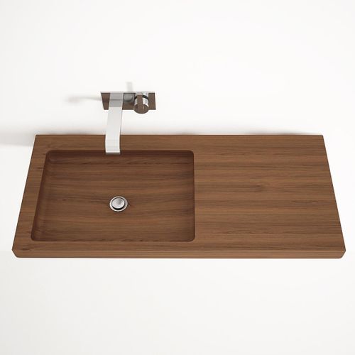 Lavabo sospeso - EL01 - Karpenter - in legno / con specchio regolabile / rettangolare