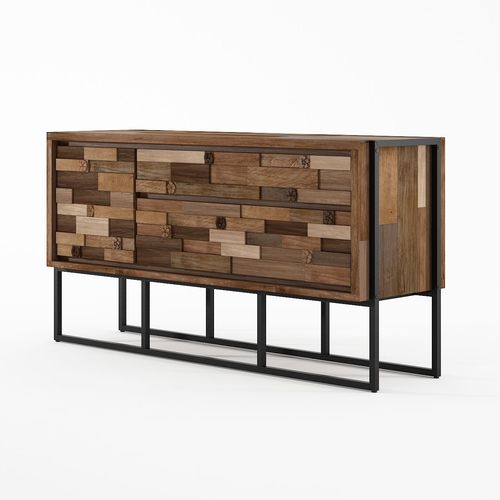 Credenza contemporanea - CV02-TMH - Karpenter - in legno massiccio / in teak / in ferro