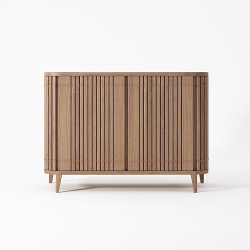 Credenza contemporanea - KP01 - Karpenter - in teak / in rovere bianco / con ante battenti