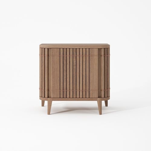 Tavolo d'appoggio contemporaneo - KP04 - Karpenter - in teak / in rovere bianco / con supporto in legno massiccio