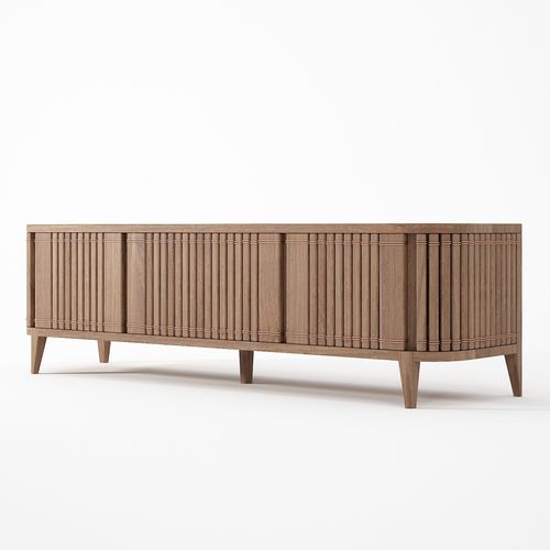 Mobile porta TV contemporaneo - KP05 - Karpenter - 3 porte / in rovere / in teak