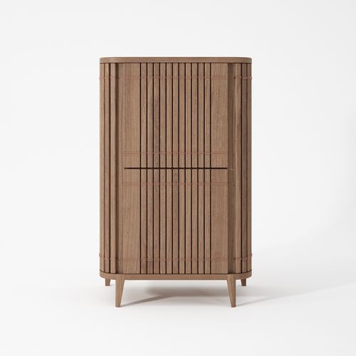 Mobile bar contemporaneo - KP06 - Karpenter - in teak / in rovere bianco / con sportello battente