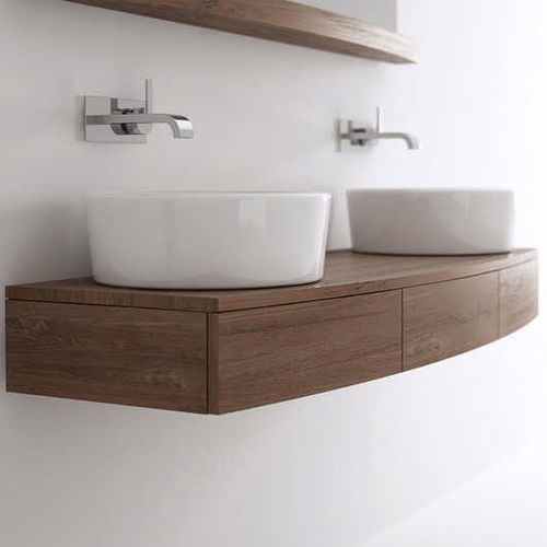 Mobile lavabo doppio - ML05 - Karpenter - sospeso / in teak / contemporaneo