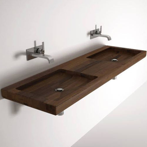 Lavabo sospeso - NI01 - Karpenter - in legno / con specchio regolabile / doppio