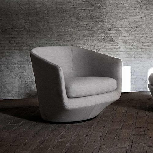 Poltrona club contemporanea - U TURN - BENSEN - in pelle / con rivestimento rimovibile / marrone