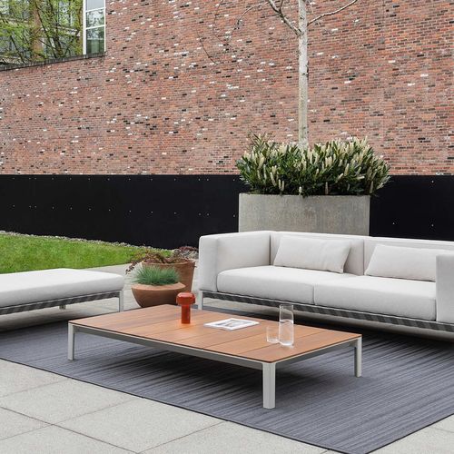 Tavolino basso contemporaneo - ABLE - BENSEN - in legno / in marmo / con supporto in ghisa di alluminio