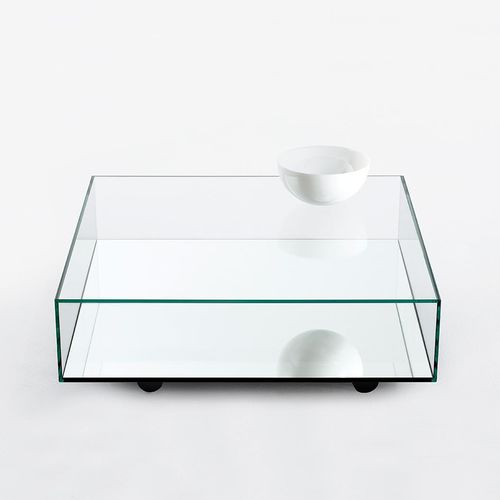 Tavolino basso contemporaneo - REFLECT - BENSEN - in vetro / con supporto in vetro / quadrato
