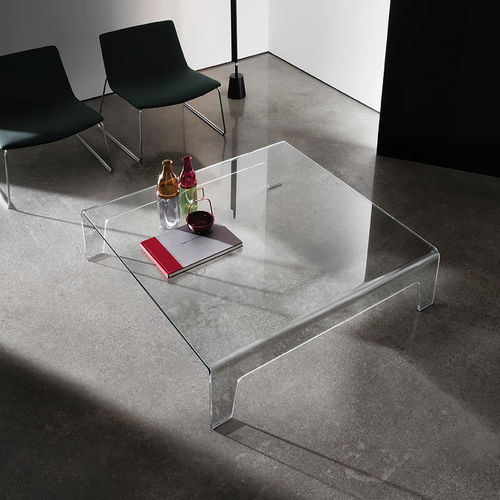 Tavolino basso contemporaneo - FROG - Sovet Italia - in vetro fumè / in vetro laccato / in vetro curvato