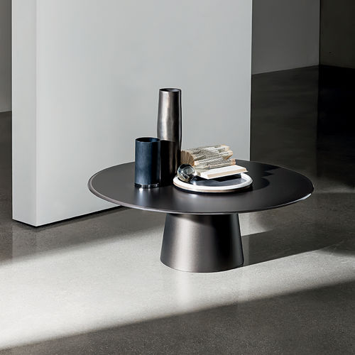 Tavolino basso contemporaneo - TOTEM - Sovet Italia - in vetro laccato / in vetro smerigliato / in rovere