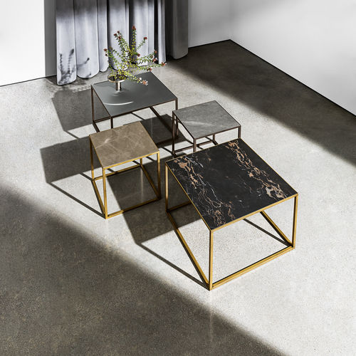 Tavolino basso contemporaneo - QUADRO  - Sovet Italia - in vetro fumè / in vetro smerigliato / in ceramica