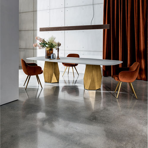 Tavolo da pranzo contemporaneo - DEOD TWO BASES - Sovet Italia - in legno / in vetro temprato / in vetro fumè