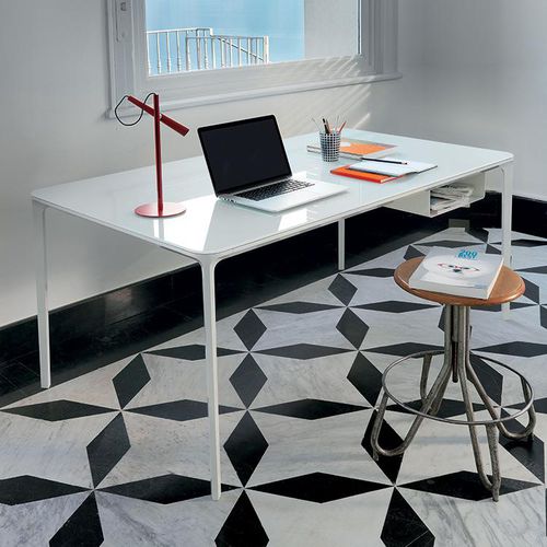 Scrivania da terra - SLIM - Sovet Italia - contemporanea / in legno / in metallo cromato