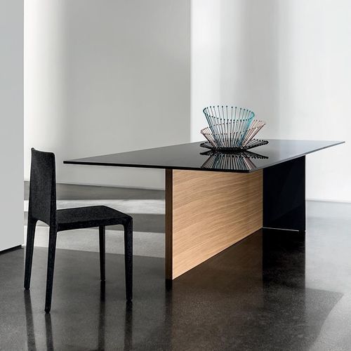 Tavolo da pranzo contemporaneo - REGOLO  - Sovet Italia - in vetro / con supporto in quercia / con supporto in noce