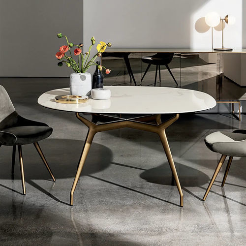 Tavolo da pranzo contemporaneo - ARKOS SHAPED  - Sovet Italia - in vetro / in ceramica / con supporto in alluminio