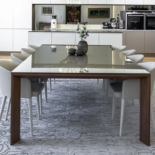 Tavolo da pranzo contemporaneo - TORONTO - Sovet Italia - in vetro laccato / in vetro smerigliato / in ceramica