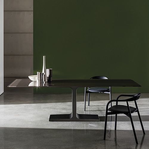 Tavolo da pranzo contemporaneo - PALACE  - Sovet Italia - in vetro smerigliato / in ceramica / con supporto in metallo laccato