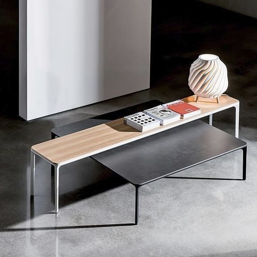 Tavolino basso contemporaneo - SLIM - Sovet Italia - in vetro laccato / in vetro smerigliato / in rovere