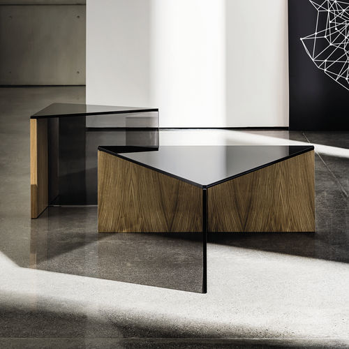 Tavolino basso contemporaneo - REGOLO - Sovet Italia - in vetro laccato / in rovere / in noce