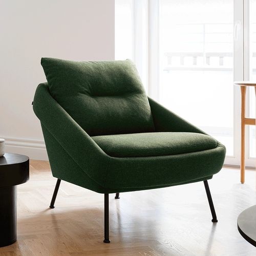 Poltrona contemporanea - Nome - NOTI - in tessuto / in pelle / in legno compensato