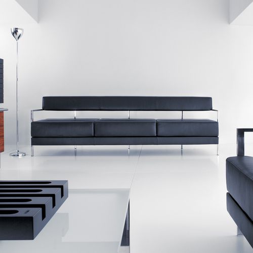 Divano contemporaneo - IXO - NOTI - in pelle / nero / in acciaio inossidabile