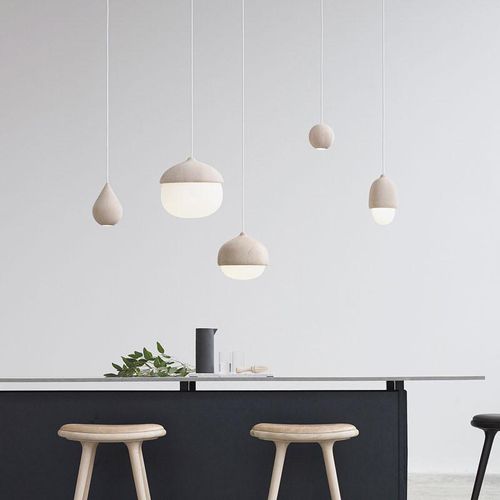 Lampada a sospensione - TERHO - Mater Design - in vetro soffiato / in vetro fumè / in legno