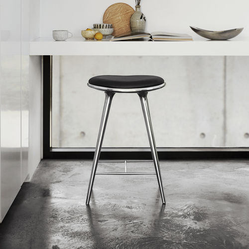 Sgabello da bar contemporaneo - 01024 - Mater Design - in pelle / con supporto in alluminio / imbottito