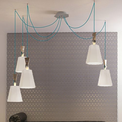 Lampadario contemporaneo - LUXIOLE - Designheure - in ghisa di alluminio / in tessuto / in faggio