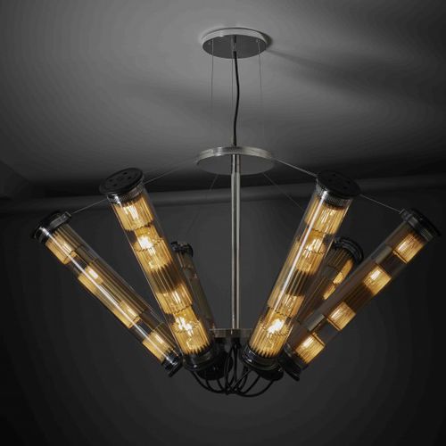 Lampadario contemporaneo - IN THE TUBE : ITT SOLAR 6 - DCW éditions - in acciaio inossidabile / contract / 1 livello
