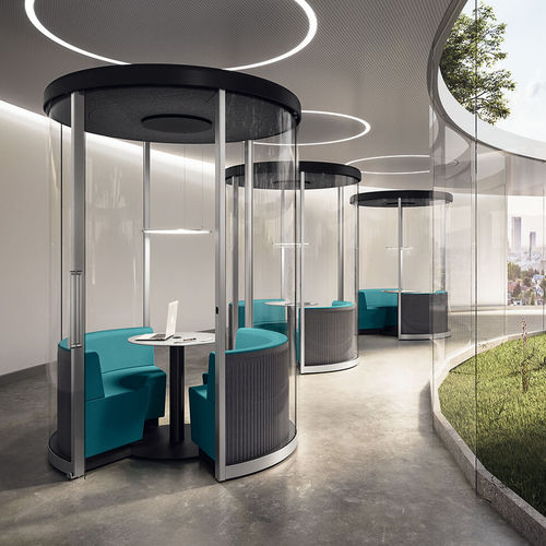 Ufficio POD acustico - ROUNDBOX 20 - VETROIN - con porta vetrata / modulabile / con illuminazione LED integrata