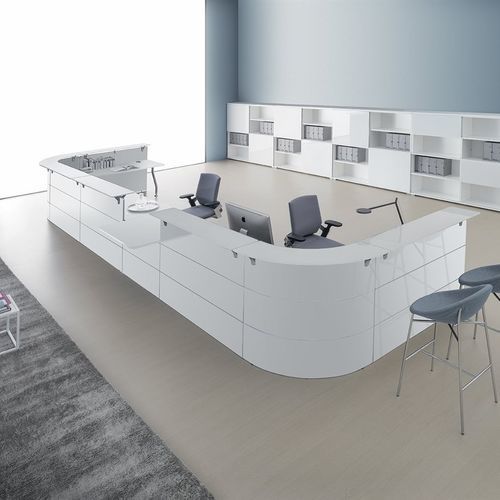 Banco reception modulare - DV701 ABAKO - Della Valentina Office - a semicerchio / in legno / in vetro