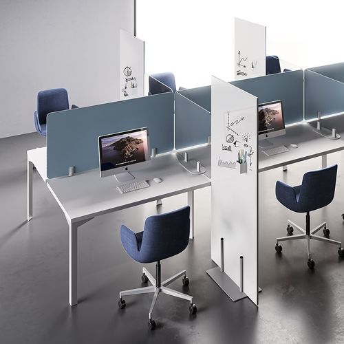 Divisorio per ufficio su scrivania - DV300 FRONTAL - Della Valentina Office - in tessuto / in vetro / in laminato