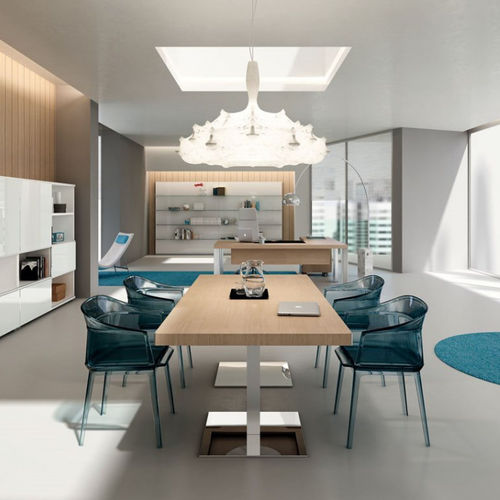 Tavolo da riunione contemporaneo - DV903 TAY - Della Valentina Office - in legno / in vetro / con supporto in metallo