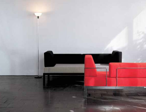 Divano contemporaneo - Lehni - in tessuto / rosso / 2 posti