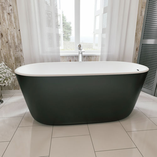 Vasca da bagno ovale - LULLABY-MINI-BLCK-WHT™ - Aquatica Marmite SP. Z.o.o - ad isola / per ambiente abitativo / in Solid Surface