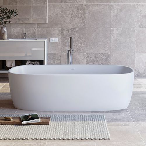 Vasca da bagno ad isola - COLETTA-WHT - Aquatica Marmite SP. Z.o.o - per ambiente abitativo / in Solid Surface / in pietra