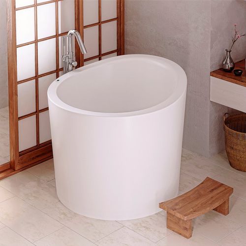 Vasca da bagno rotonda - TRUE OFURO MINI WHT TRANQUILITY - Aquatica Marmite SP. Z.o.o - ad isola / per ambiente abitativo / ghisa minerale