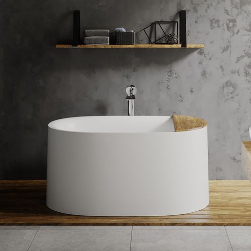 Vasca da bagno ovale - SOPHIA-WHT - Aquatica Marmite SP. Z.o.o - ad isola / per ambiente abitativo / in Solid Surface
