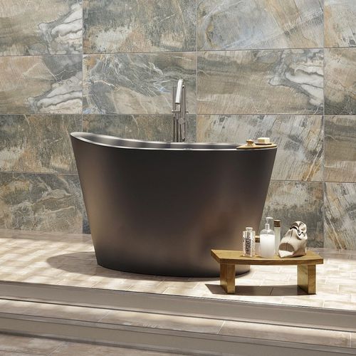 Vasca da bagno ovale - TRUE OFURO TRANQUILITY - Aquatica Marmite SP. Z.o.o - ad isola / per ambiente abitativo / in Solid Surface
