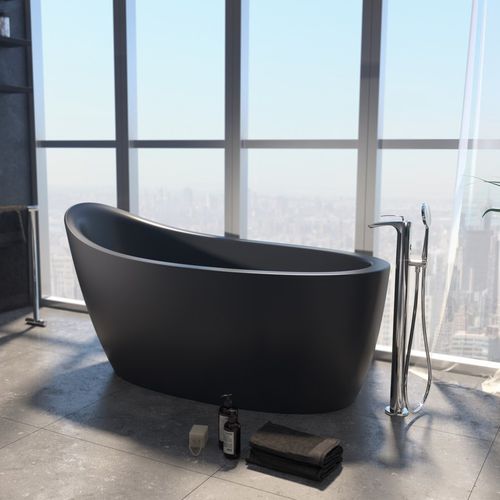 Vasca da bagno ovale - EMMANUELLE 2-BLCK - Aquatica Marmite SP. Z.o.o - ad isola / per ambiente abitativo / in Solid Surface