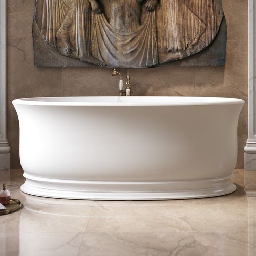Vasca da bagno ovale - APHRODITE-WHT - Aquatica Marmite SP. Z.o.o - da appoggio / per ambiente abitativo / ghisa minerale