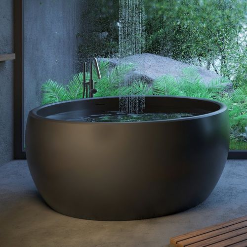 Vasca da bagno rotonda - AURA-MINI-BLCK - Aquatica Marmite SP. Z.o.o - da appoggio / per ambiente abitativo / in Solid Surface