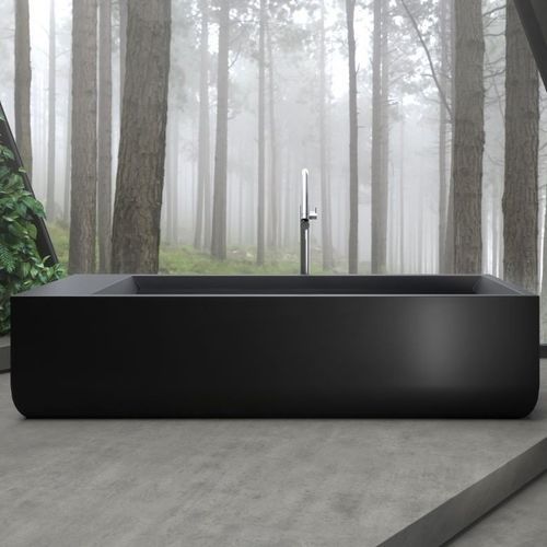 Vasca da bagno integrata - MONOLITH-BLCK - Aquatica Marmite SP. Z.o.o - da appoggio / per ambiente abitativo / in Solid Surface