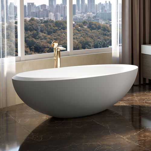 Vasca da bagno ovale - ILLUSION-Wht - Aquatica Marmite SP. Z.o.o - ad isola / per ambiente abitativo / ghisa minerale